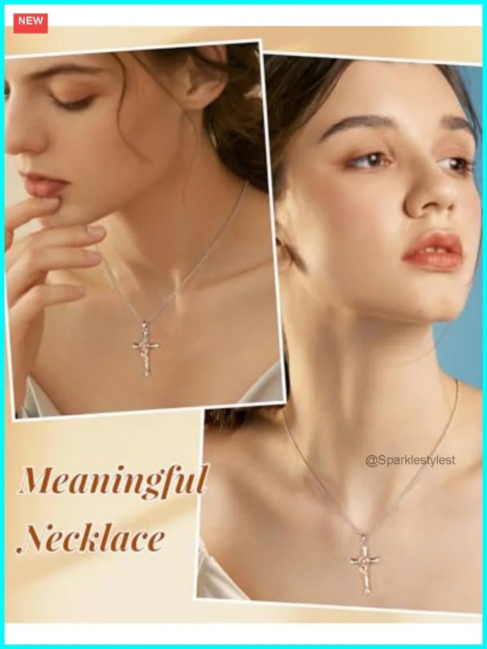 Silver Cross Necklace Birthflower Pendant Brass 16in Lobster Clasp